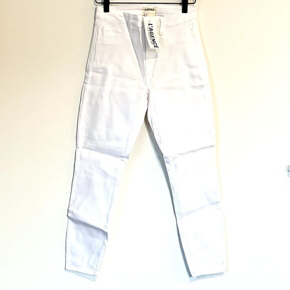NWT L'AGENCE White Margot High Rise Skinny Jean in Blanc Coated - Size 27 - Picture 2 of 14